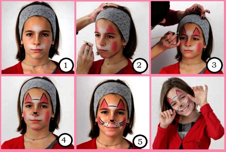 Instrucciones paso a paso para dibujar un gato en la cara de un niño