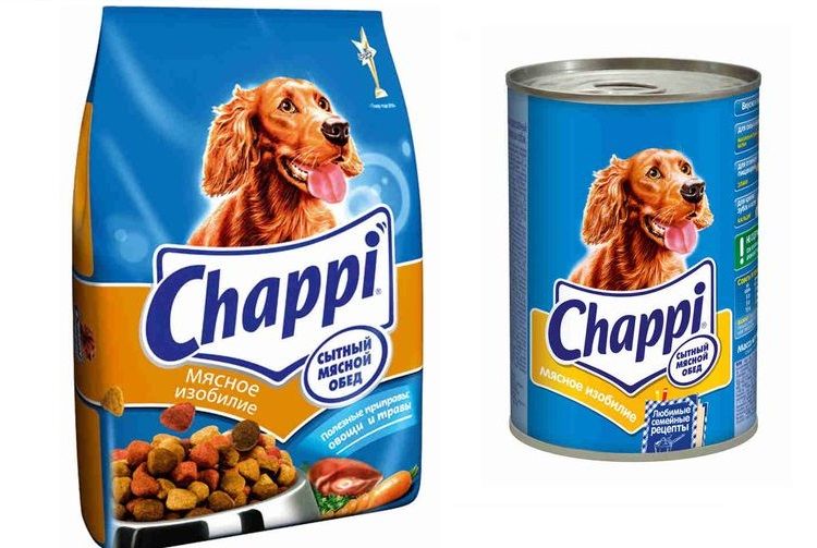Bolsa y lata de alimento Chappi