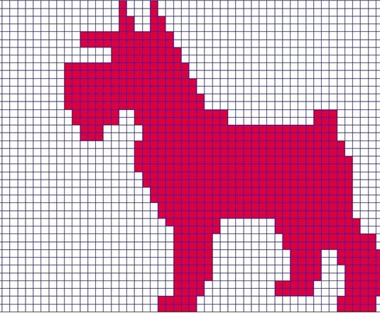 Dibujo de un perro por cuadrícula
