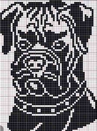 Dibujo de un bulldog por cuadrícula