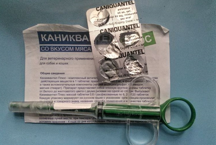 Comprimidos de Kanikvantel y jeringa