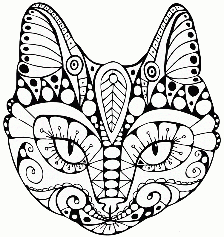 Dibujo para colorear antiestrés de gato