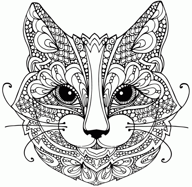 Dibujo para colorear antiestrés de gato