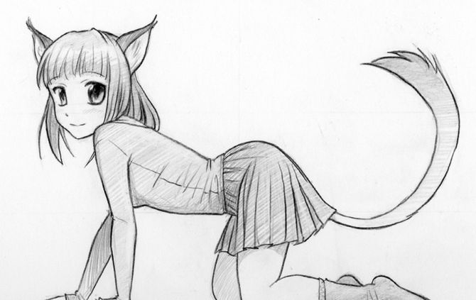 Cómo dibujar una mujer gato anime