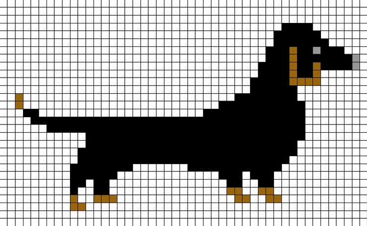 Dibujo de un perro salchicha a cuadros