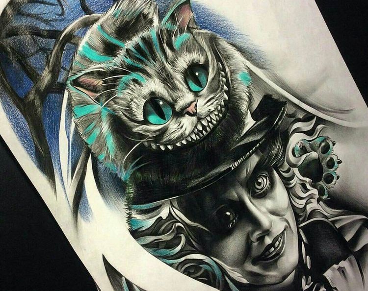 Tatuaje del gato de Cheshire