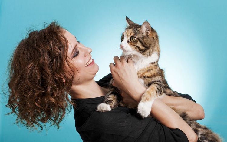El gato con su dueña