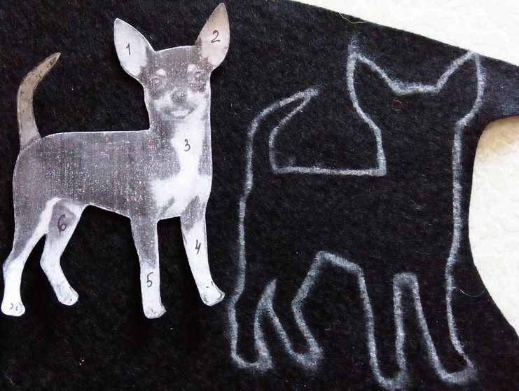 Aplique de perro hecho a mano