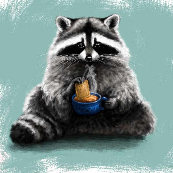 kak-narisovat-enota-6-7 Dibujo de mapache con galleta
