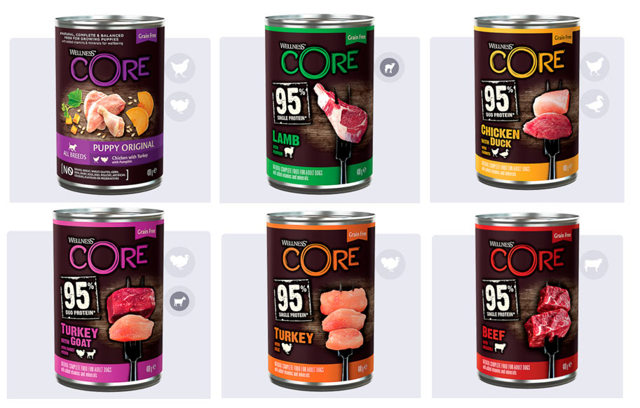 Piensos húmedos Wellness Core para perros en conserva