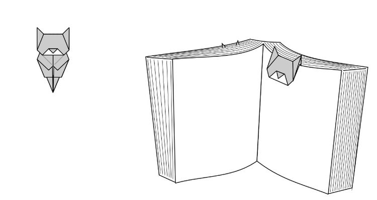 Marcapáginas de origami de gato