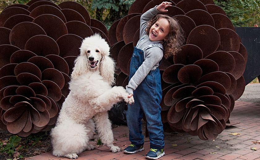 Niña y caniche